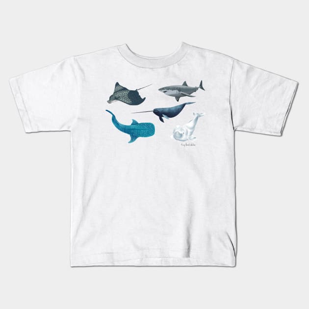 Marine animals Kids T-Shirt by Tiny Bird Studio